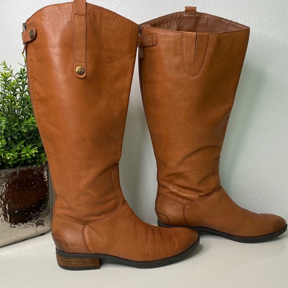 Sam Edelman Penny 2 Cognac Brown Leather Riding Boots Women's Size 9M Knee High - Picture 1 of 16